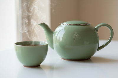 include a filled tea cup next to it